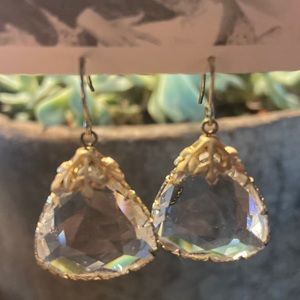 Anthropologie gold colored and crystal earrings